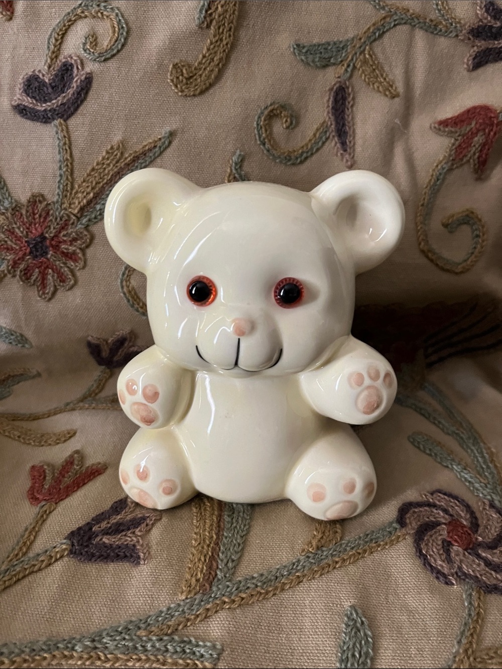 Vintage 80s Ceramic Teddy Bear Bank